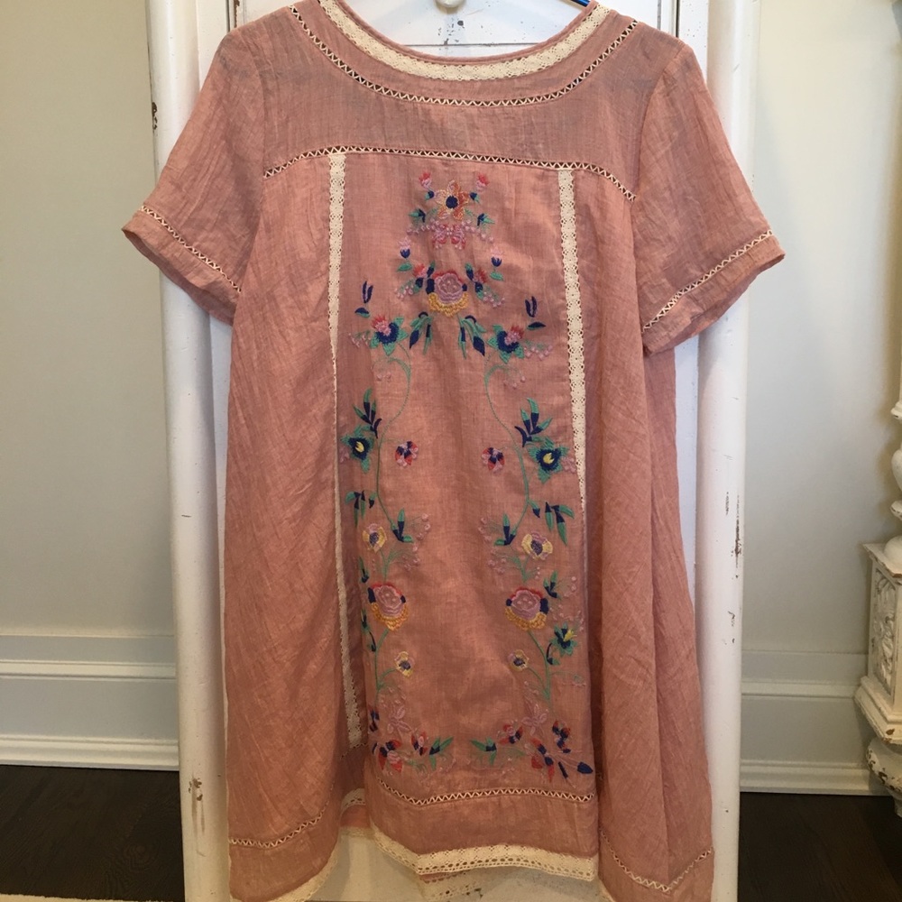 Umgee Pink Embroidered Dress
